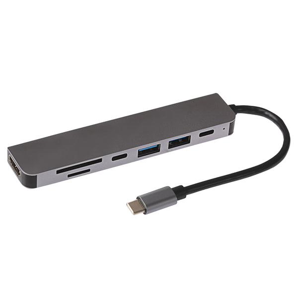 Nikkai USB-C Multiport Hub to 2x USB-A 3.0 / HDMI / 2x USB-C / SD & MicroSD Card Reader