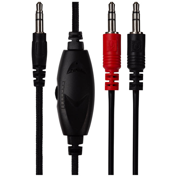 Maplin 3.5mm 3 Pole TRS Jack to Twin 3.5mm 3 Pole TRS Jack Cable with Volume Control - Black, 2m