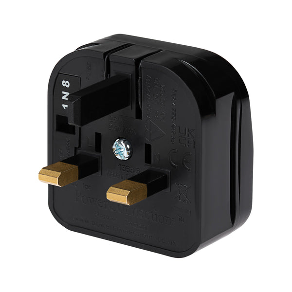 Maplin Euro 2 Pin Plug to UK Mains Plug Converter with 5 Amp Fuse & Screw Cover - Black