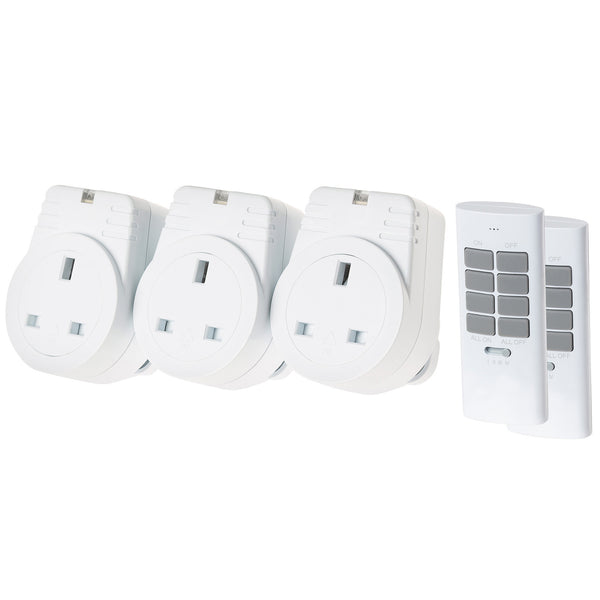 Maplin ORB RF V2 Remote Controlled Mains Plug Socket - Pack of 3 with 2 Remotes