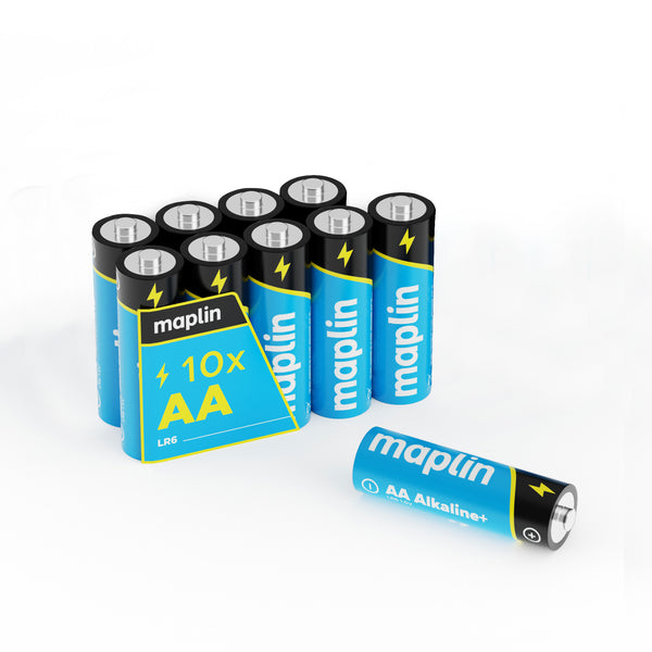 Maplin 10x AA LR6 1.5V Alkaline Batteries 7 Year Shelf Life High Performance