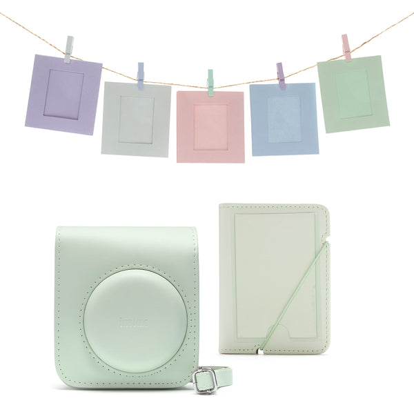 Fujifilm Instax Mini 12 Accessory Kit with Case, Photo Album, Hanging Cards & Pegs - Mint Green