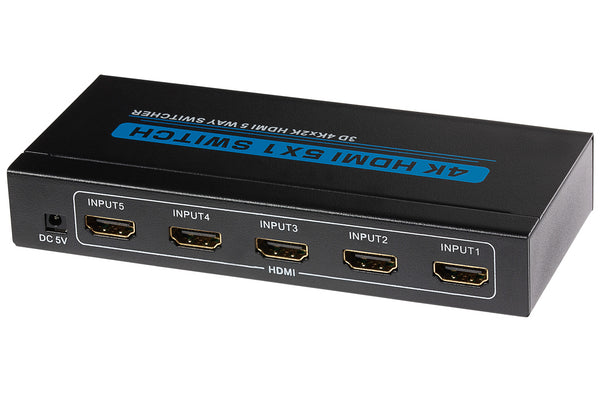MPS HDMI Switch 5 Ports In 1 Port Out Ultra HD 4K@30Hz with Remote Control