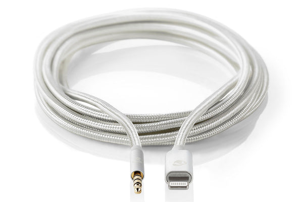 Nedis Lightning Connector to 3.5mm Audio Jack Braided Cable - White, 1m
