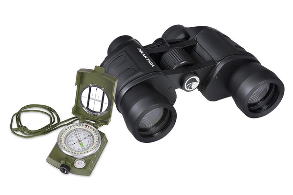 PRAKTICA Falcon 8x40mm Field Binoculars with Military Waterproof Compass - Black