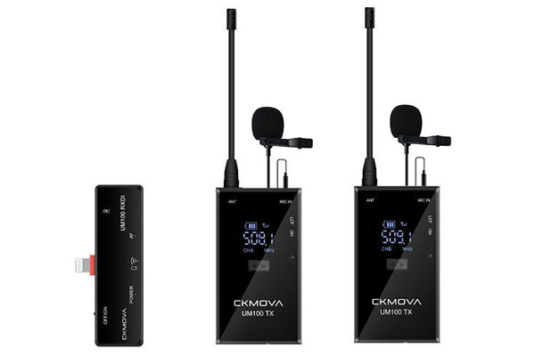 CKMOVA UM100 Kit6 UHF Wireless Microphone with 2x Transmitter + 1x Lightning Receiver