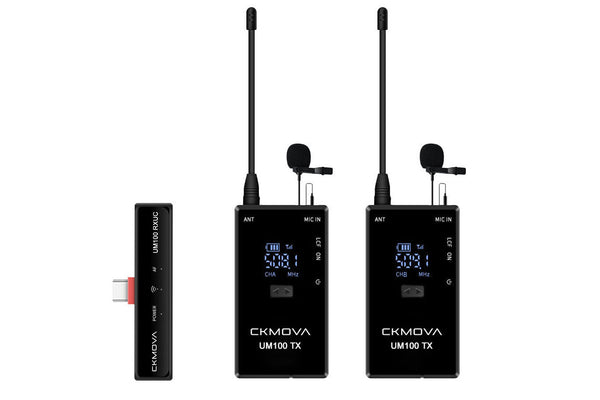 CKMOVA UM100 Kit4 UHF Wireless Microphone with 2x Transmitter + 1x USB-C Receiver