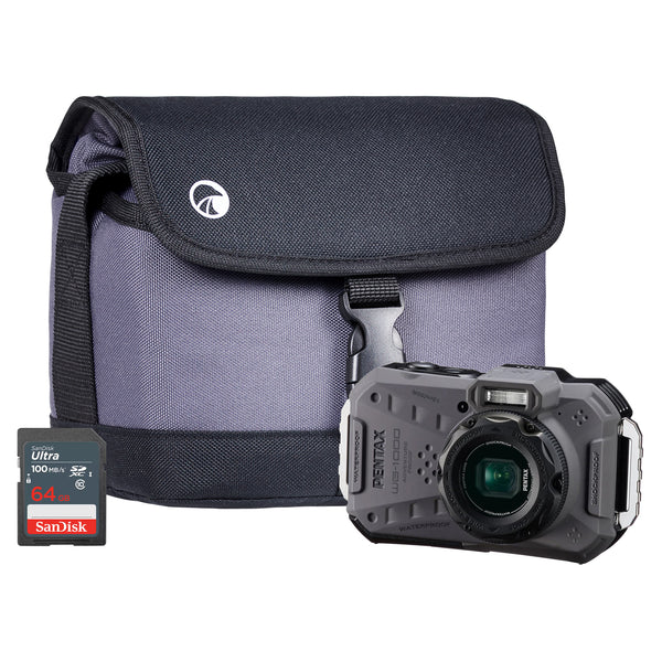 Pentax WG-1000 16MP 4x Zoom Tough Compact Camera - Grey