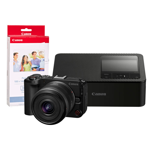 Canon EOS R50V Camera inc RF-S 14-30mm Lens, CP1500 Printer and KP-36IP 36 Shots Ink/Paper - Black