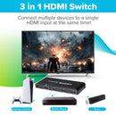 Maplin HDMI Switch 3 Ports In 1 Port Out Ultra HD 4K@30Hz with Remote Control