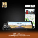 Road Angel Halo Vision 3 Rear View Mirror 1080p Dual Dashcam inc 64GB MicroSD Card & Hardwiring Kit