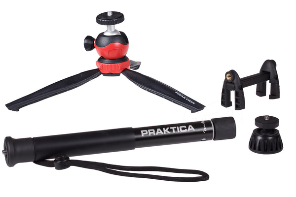 PRAKTICA Desk Top Tripod Kit inc Phone Mount and Monopod Adapter