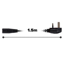 Maplin Power Lead IEC C7 Fig 8 2 Pin Plug to UK 3 Pin Mains Plug - 1.5m, 5 Amp Fuse
