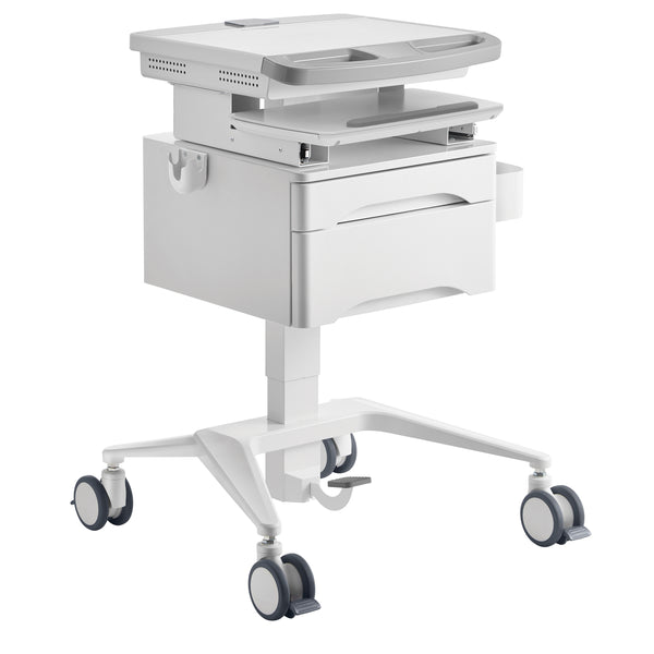 ProperAV Mobile Medical Trolley Cart 2 Drawers Pneumatic Height Adjustment