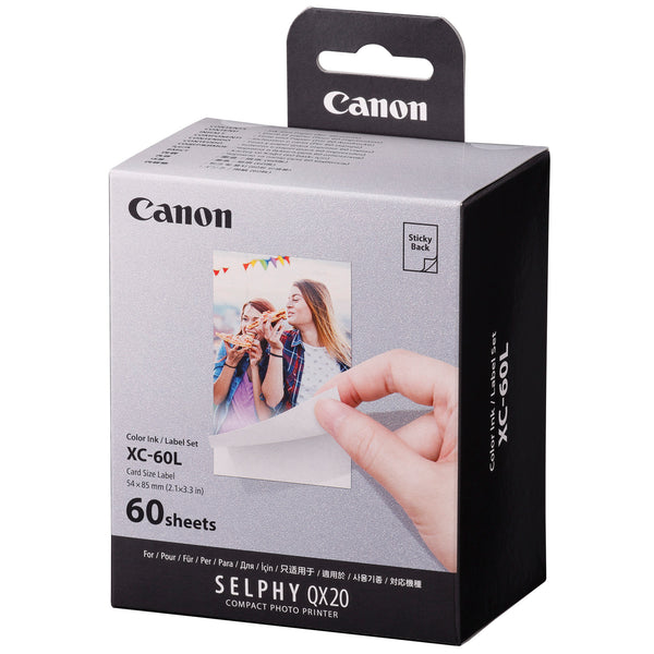 Canon XC-60L 54 x 85mm Card Size Photo Paper for QX20 Printer - 60 Shots