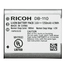 Ricoh DB-110 Li-ion Rechargeable Battery for Theta X WG-6 GRIII G-900