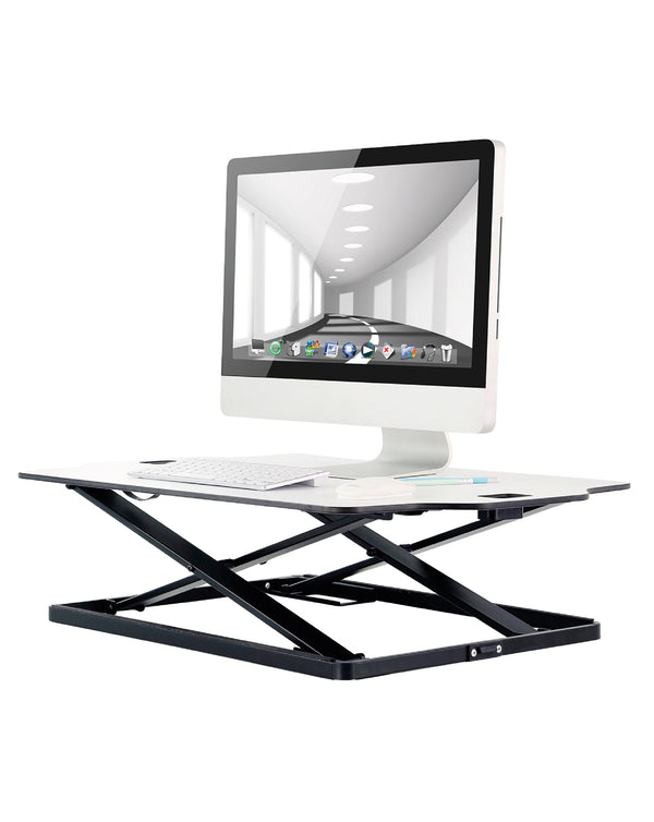 ProperAV Stand Up Desk Converter with Gas Spring Lift Variable Height Settings - White