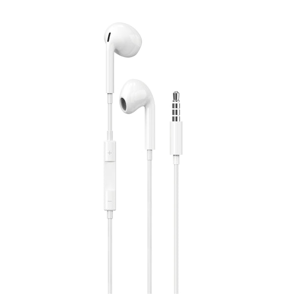 Maplin Wired Earbuds 3.5mm Hands Free Calling Volume Button White