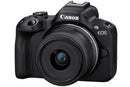 Canon EOS R50 Camera Kit inc RF-S 18-45mm Lens, Sandisk 128GB SD Card & Neck Strap - Black