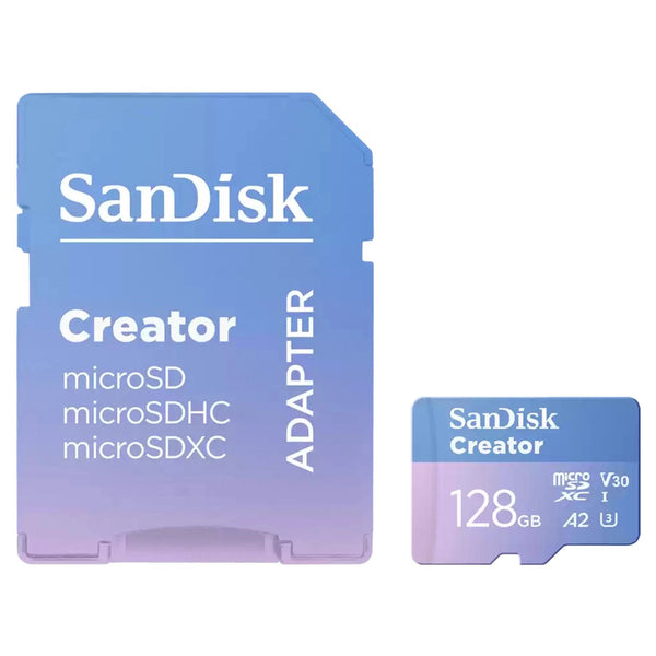 SanDisk 128GB Creator MicroSDXC Card Class 10 UHS-I 190 MB/s, 90 MB/s