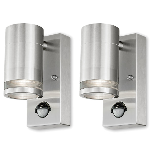 4lite Marinus GU10 Single Direction Outdoor Wall Light with PIR - Stainless Steel