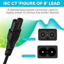 Maplin Power Lead IEC C7 Fig 8 2 Pin Plug to UK 3 Pin Mains Plug - 1.5m, 5 Amp Fuse