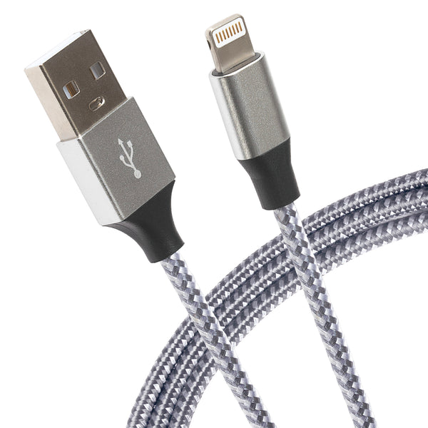 Maplin USB-A to Lightning Connector Cable Braided 12W 1m Silver