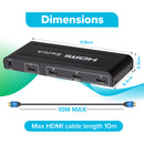 Maplin HDMI Switch 3 Ports In 1 Port Out Ultra HD 4K@30Hz with Remote Control