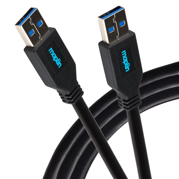 Maplin USB-A Male to USB-A Male Cable V3.0 5Gbps Charge and Data 3m Black