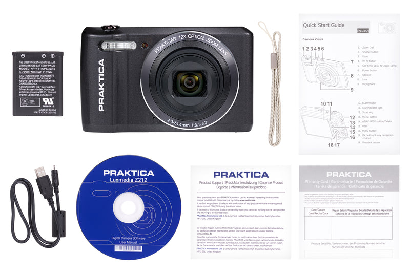 PRAKTICA Luxmedia Z212 20MP 12x Zoom Compact Camera - Graphite