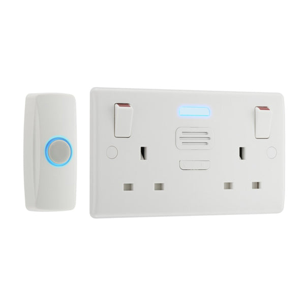 British General Nexus Double Switched 13A Power Socket with Door Chime - White