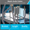 Maplin 3.5mm Aux Stereo 3 Pole TRS Jack Plug to Twin 3.5mm Female Jack Splitter Cable 0.25m