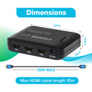 Maplin HDMI Switch 3 Ports In 1 Port Out Ultra HD 4K@60Hz with Remote Control