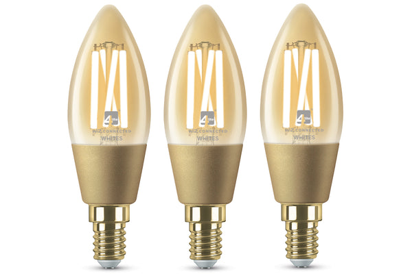 4lite WiZ Connected C35 Candle Filament Amber WiFi LED Smart Bulb - E14 Small Screw