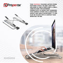 ProperAV Laptop or Tablet Stand Portable with Built in 100W USB-C Hub 4 x USB-A Port Aluminium Construction Silver