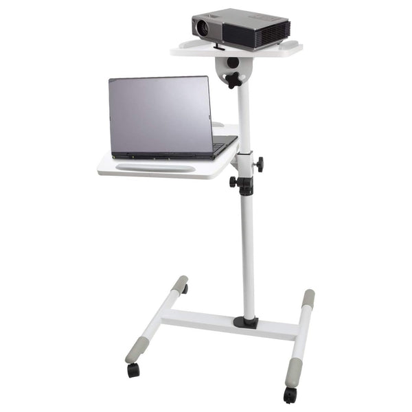 ProperAV Mobile Desk Workstation & Projector Trolley - White
