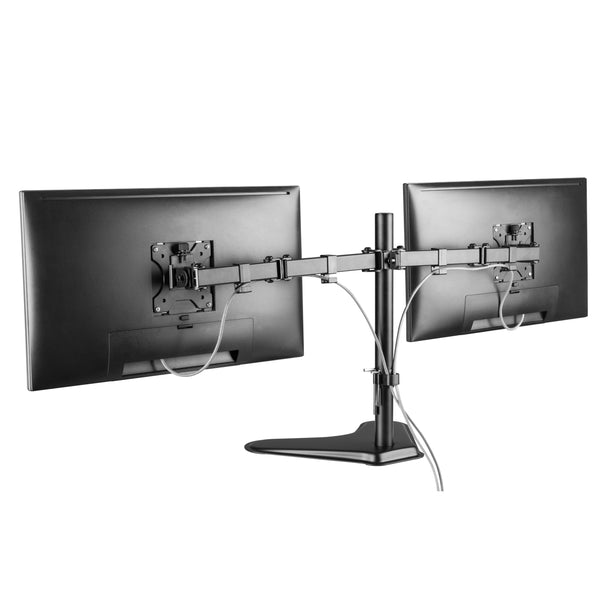 ProperAV Desk Monitor Mount Dual Swing Arm Free Standing Base 17"- 34" VESA Max 100x100