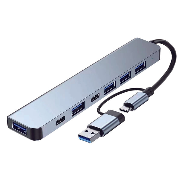 Maplin USB-C & A Multiport Hub 4x USB-A 2.0 1x USB-A 3.0 2x USB-C DC 13cm Cable