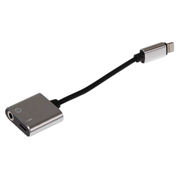 Maplin Lightning to 3.5mm Audio Jack + Charging Port Adapter Dual Port