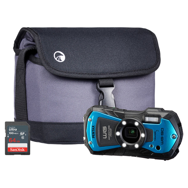 Pentax WG-90 16MP 5x Zoom Tough Compact Camera - Blue