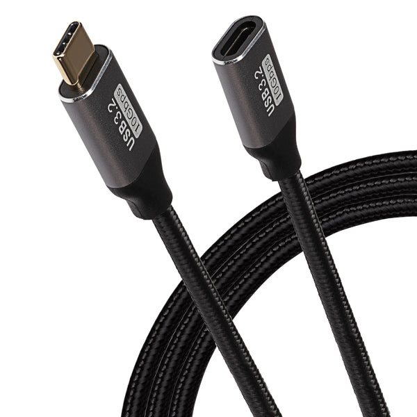 Maplin USB-C Male to USB-C Female Extension Cable Braided V3.2 10Gbps 100W PD