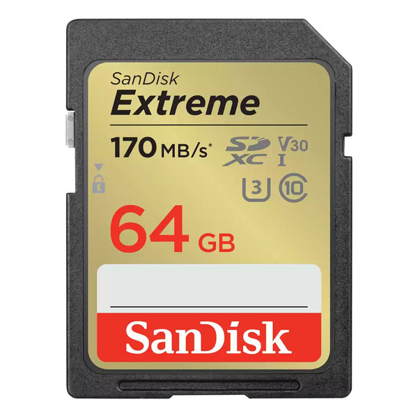 SanDisk 64GB Extreme SDXC Class 10 UHS-I Card 170 MB/s, 80 MB/s