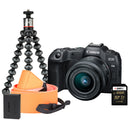 Canon EOS R8 Camera Kit inc RF-S 24-50mm Lens, 256GB SD, Neck Strap, Joby Gorillapod 500 & Additional LP-E17 Battery - Black