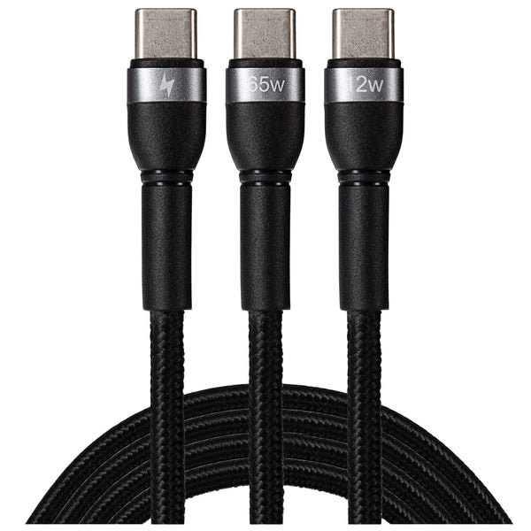 Maplin USB-C to 2 in 1 Multi Charging Cable Braided USB-C 65W PD and USB-C 12W