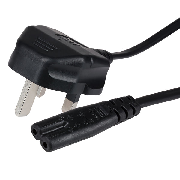 Maplin Power Lead IEC C7 Fig 8 2 Pin Plug to UK 3 Pin Mains Plug - 1.5m, 5 Amp Fuse