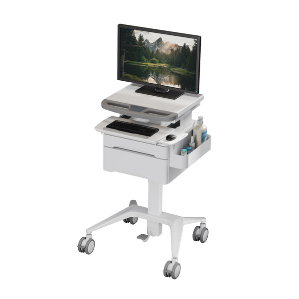 ProperAV Mobile Medical Trolley Cart 2 Drawers Pneumatic Height Adjustment