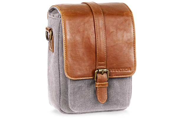 PRAKTICA Heritage Binocular Shoulder Case Bag Canvas & PU Leather - Grey/Tan