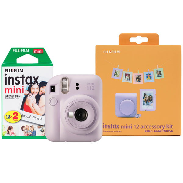 Fujifilm Instax Mini 12 Instant Camera Kit inc Case, Photo Album, Hanging Cards, Pegs & 20 Shot Film