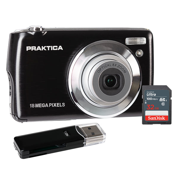 PRAKTICA Compact Digital Camera 18MP 8x Optical Zoom Entry Level Black