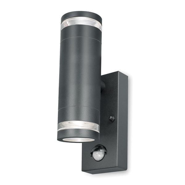 4lite Marinus GU10 Bi-Directional Outdoor Wall Light with PIR - Anthracite